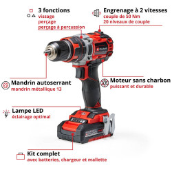 Perceuse à percussion sans fil TE-CD 18/50 Li-i BL (2x2,0Ah) - EINHELL 