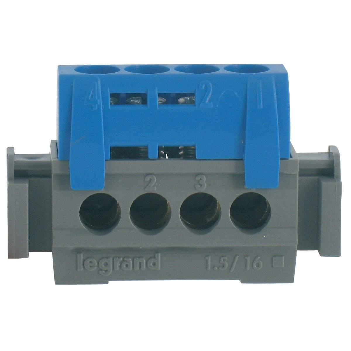 Bornier neutre bleu 4 bornes 16mm²