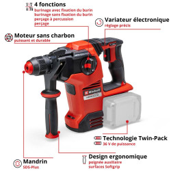 Marteau-perforateur sans fil 36 V – HERCCO 36/28 – 3,2 J – SDS Plus – Solo (E-Box) - EINHELL 