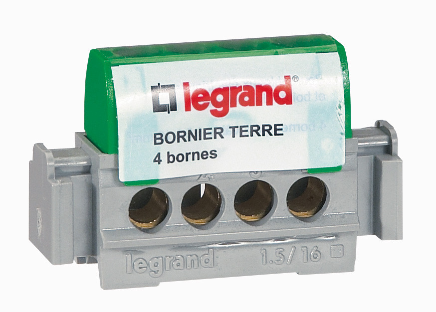 Bornier terre vert 4 borne 16mm²