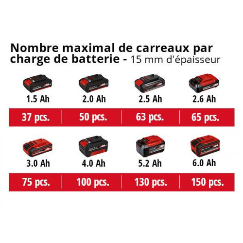 Coupe-carrelage sans fil - TE-TC 18/115 Li-Solo - 18 V - Ø 115 mm - 24 mm (90°) / 16 mm (45°) - 3800 tr/min - table inclinable 0 - EINHELL 