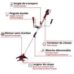 Débroussailleuse sans fil – AGILLO – Coupe fil 30 cm / Lame métal 255 mm – Moteur Brushless 36 V - sans batterie ni chargeur - EINHELL 