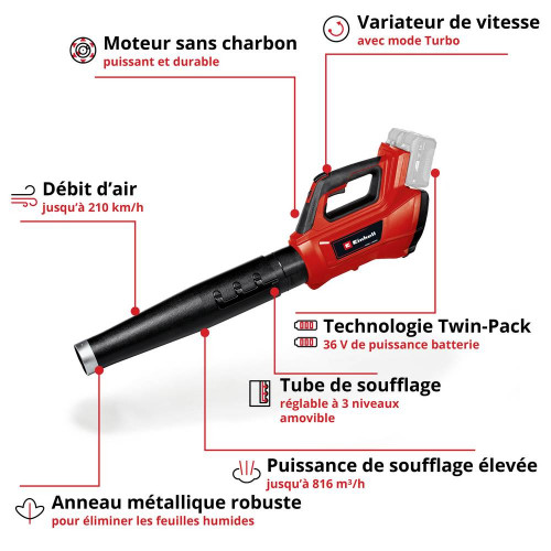 Souffleur sans fil GE-LB 36/210 Li E-Solo sans batterie ni chargeur - EINHELL 