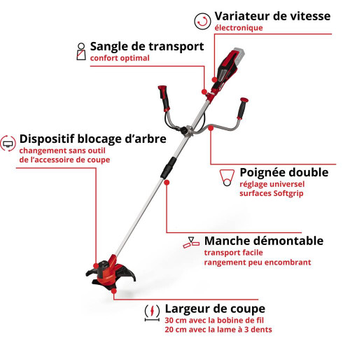 Débroussailleuse sans fil AGILLO 18/200 - Largeur de coupe 20/30 cm - Sangle de transport - sans batterie - EINHELL 