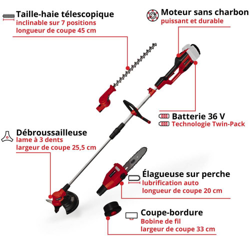 Outil multifonctions sans fil 4-en-1 – GE-LM 36/4in1 Li-Solo – 36 V – Brushless - EINHELL 