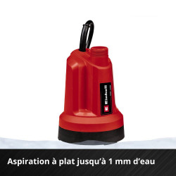 Pompe d’évacuation d’eau claire sans fil – GE-SP 18 LL Li-Solo – 18 V – 4 500 L/h – Aspiration à plat 1 mm – Power X-Change - EINHELL 