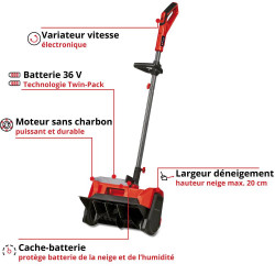 Fraise à neige sans fil GE-ST 36/40 Li E-Solo - EINHELL 