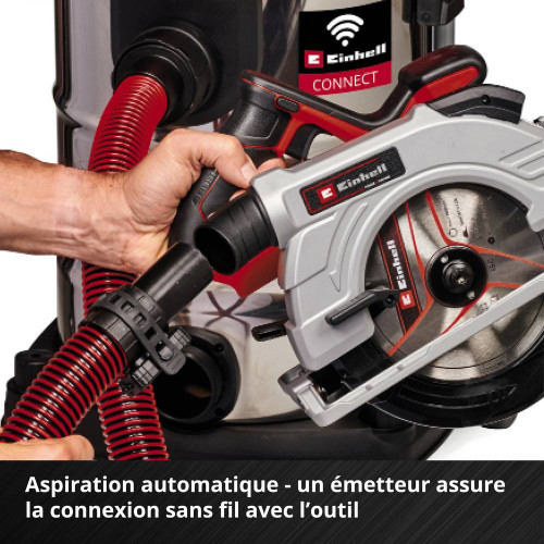Aspirateur eaux et poussières sans fil – Power X-Change – 2×18 V (Twin-Pack) – 150 mbar – cuve inox 30 L – flexible 2,5 m Ø 36 m - EINHELL 