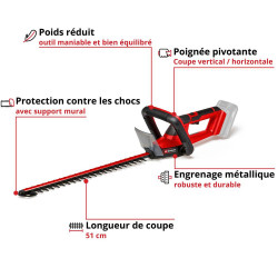 Taille-haie sans fil GC-CH 18/50 Li-Solo - Sans batterie - EINHELL 