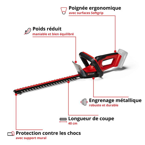 Taille-haie sans fil GC-CH 18/40 Li-Solo - Sans batterie - EINHELL 