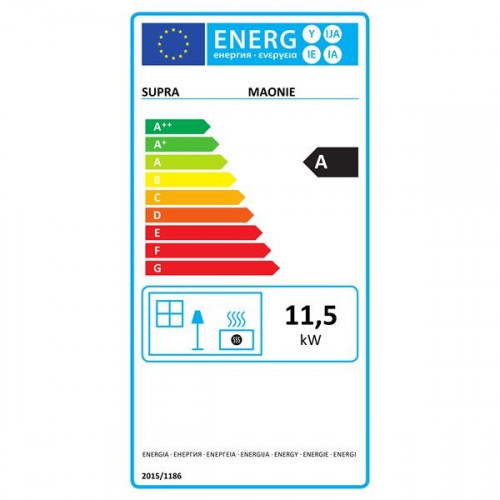 Poêle à bois - MAONIE - 11,5 kW fonte noir – bûches 50 cm – sortie Ø150 mm - Supra