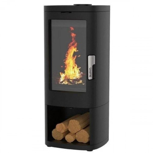 Poêle à bois - MAONIE BÛCHER - 11,5 kW fonte noir – rangement bûches – sortie Ø150 mm - Supra