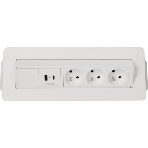 Bloc prises pivotant 3 Prises + ports 1 USB - 1 USB C - Blanc - Arlux Lighting