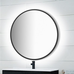 Miroir Zeus éclairage décoratif à LED et cadre noir- diamètre 80 cm- AC 230V 50Hz- 12 W- Aluminium et Verre - EMUCA