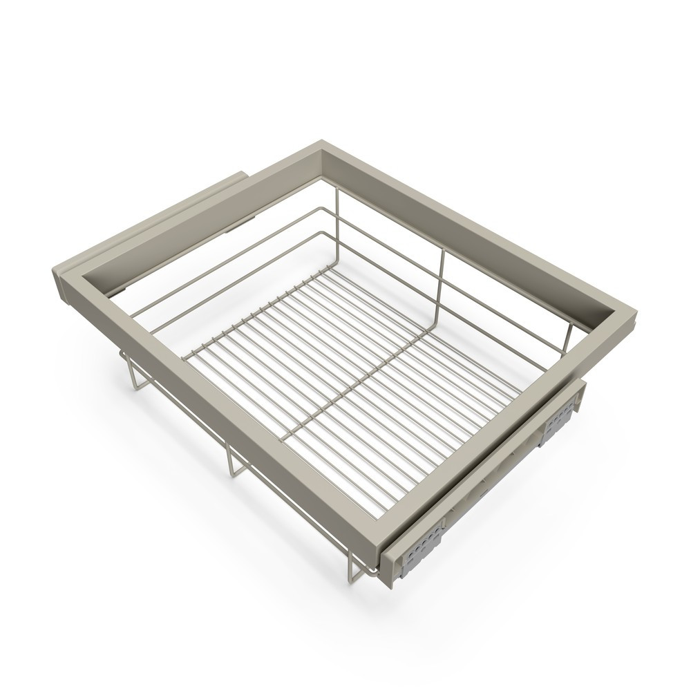 Non Communiqué Peint Gris Pierre Emuca Kit De Panier Et Cadre Coulissant Avec Fermeture Souple Pour Armoire, Réglable, Module 600Mm, Gris Pierre - Image 2