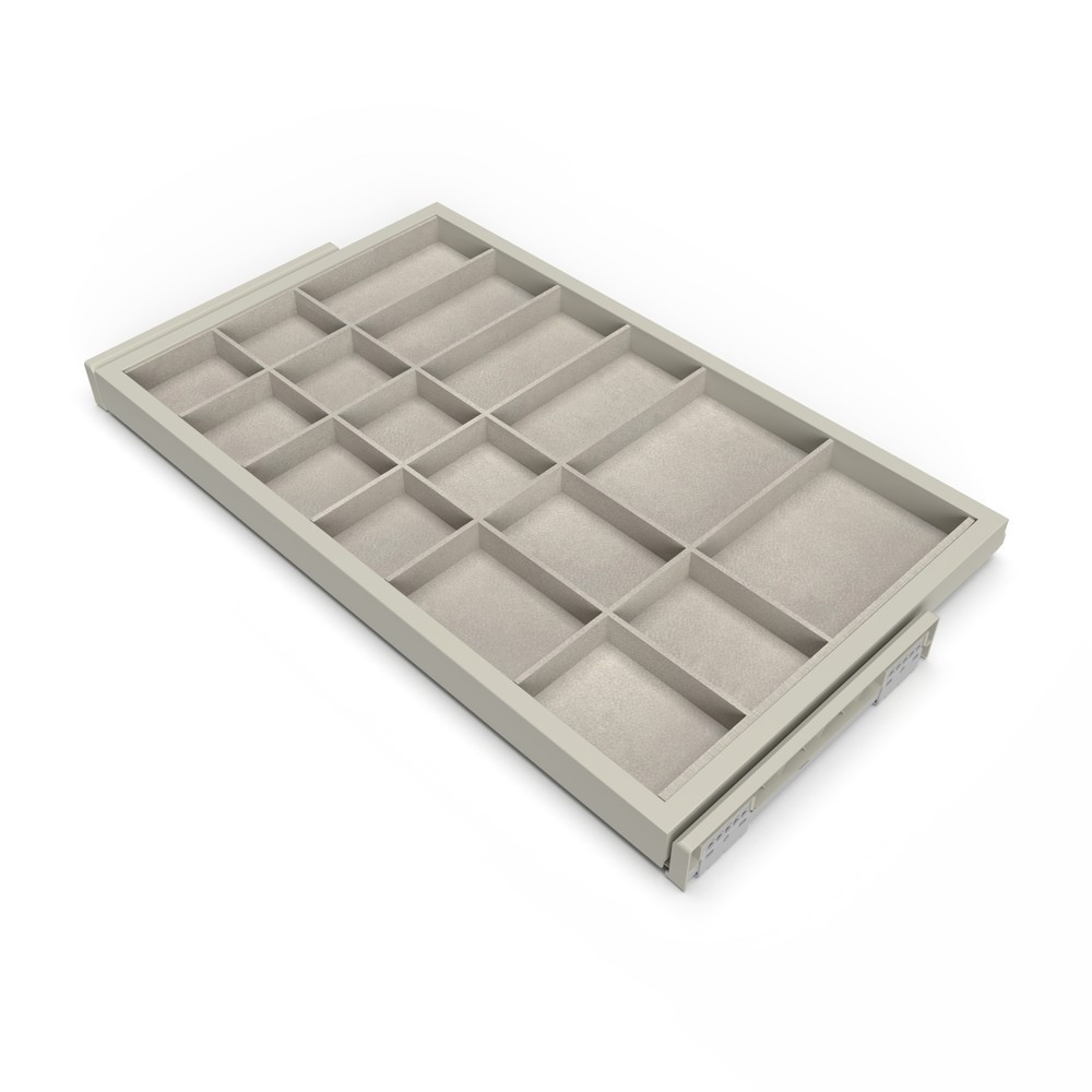 Kit de organiser de tiroirs - cadre de coulissage soft close pour armoires- réglable- module 800mm- Gris pierre