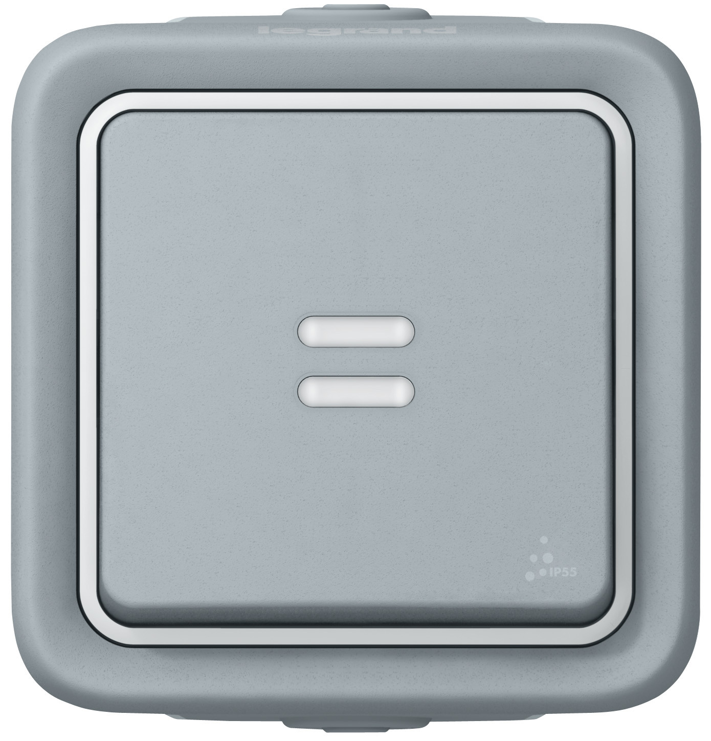 Plexo poussoir lumineux gris saillie