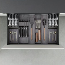 Organisateur Orderbox pour tiroir- 150x470 mm- Gris anthracite- Acier et Bois - EMUCA