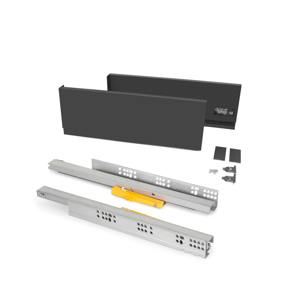 Kit de fixation pour 4 étagères en bois et 1 tringle de suspension de 1m de long Zero- Peint gris pierre