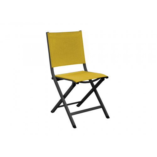 Lot de 2 chaises pliantes Thema Alu/Tpep - Graphique/Moutarde - PROLOISIRS