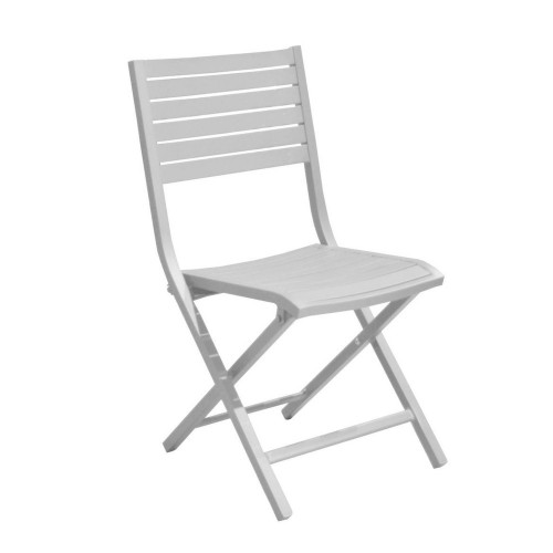 Lot de 2 chaises pliantes Lucca Alu/Lattes - Blanc - PROLOISIRS