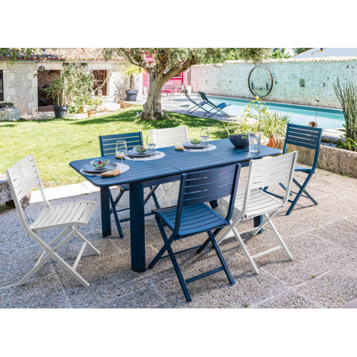 Lot de 2 chaises pliantes Lucca Alu/Lattes - Blanc - PROLOISIRS