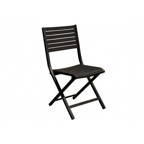 Lot de 2 chaises pliantes Lucca Alu/Lattes - Graphite - PROLOISIRS