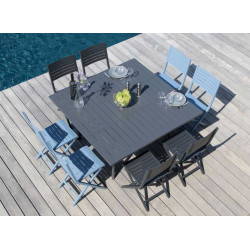 Lot de 2 chaises pliantes Lucca Alu/Lattes - Graphite - PROLOISIRS