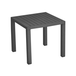 Table basse de jardin carrée Lou en Alu - Plateau à lattes - gaphite - PROLOISIRS