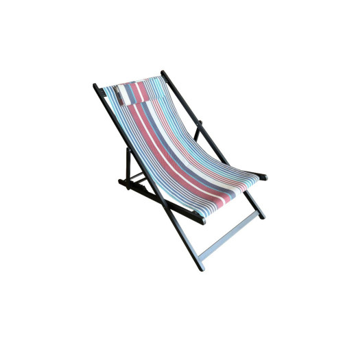 Chilienne Linéa Self pliante - bleu - Alu et toile TPEP rayée - PROLOISIRS