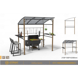 Abri barbecue Darwin en aluminium/acier heat/toit polycarbonate - oak/graphite - PROLOISIRS