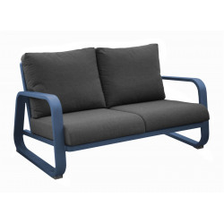 Canapé 2.5 places Antonino sofa en aluminium/coussins - bleu/gris - PROLOISIRS