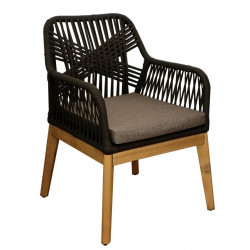 Fauteuil de jardin Dahlia en bois d'acacia FSC - rope noir de marque PROLOISIRS, référence: J8190700