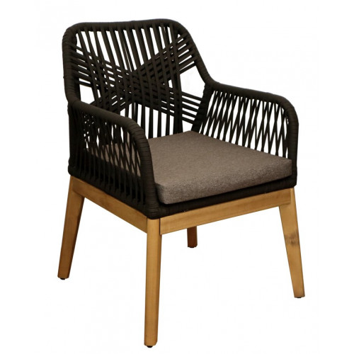 Fauteuil de jardin Dahlia en bois d'acacia FSC - rope noir - PROLOISIRS