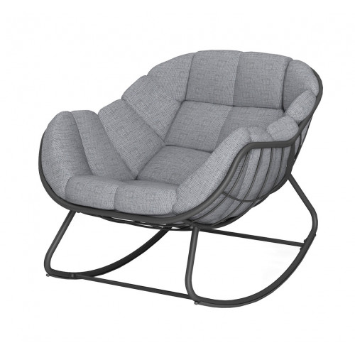 Fauteuil de jardin Rocking Royal II en acier avec coussin - grey/gris - PROLOISIRS