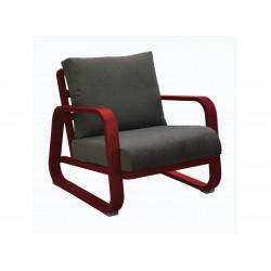 Fauteuil détente Antonino sofa en aluminium/coussins - rouge/gris - PROLOISIRS