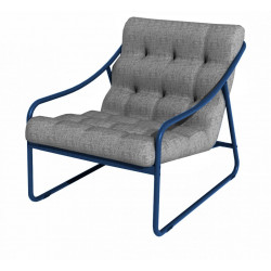 Fauteuil relax Bord'eau en aluminium/TPEP avec coussin - bleu/chiné gris - PROLOISIRS