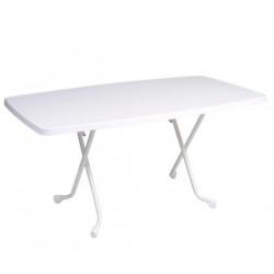 Guéridon pliant Cola en acier/mélamine - 150 x 90 x 71 cm - blanc/blanc de marque PROLOISIRS, référence: J8192800