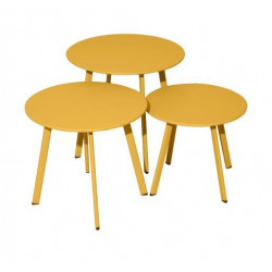 Lot 3 tables basses Massaï en acier - diamètre 40/45/50 cm - miel de marque PROLOISIRS, référence: J8194600