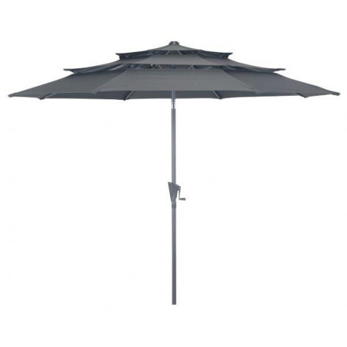 Parasol droit en aluminium 3 strates inclinable manivelle 300/6 cm - grey/gris - PROLOISIRS