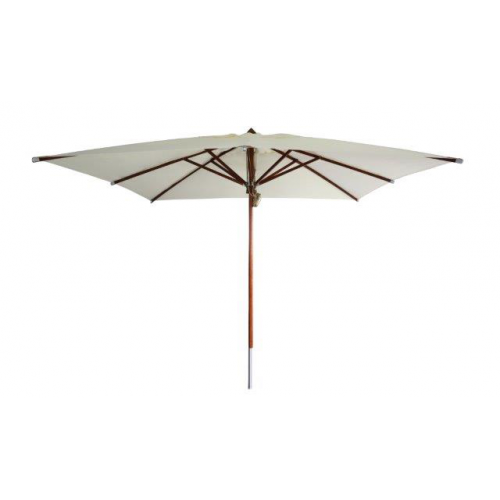 Parasol droit Eucalyptus en FSC mat central - 3 x 3 m - ecru - PROLOISIRS