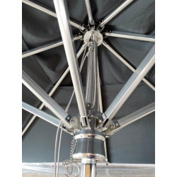 Parasol en aluminium mat central à 8 baleines - 3 x 3 m - inox/grey - PROLOISIRS