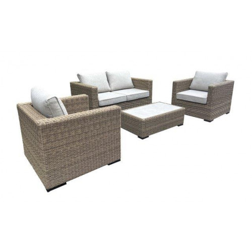 Set 4 pièces Quiesa en aluminium/wicker - naturel - PROLOISIRS