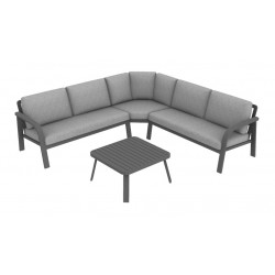 Set angle Grasse III en aluminium avec coussins - grey/gris de marque PROLOISIRS, référence: J8202600