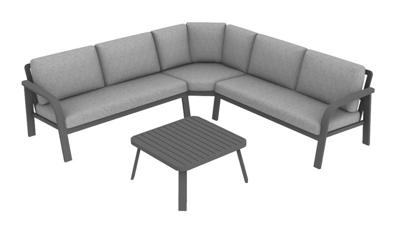 Set angle Grasse III en aluminium avec coussins - vue 2