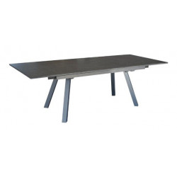 Table de jardin extensible Agra en aluminium/HPL - 150/200/250 x 90 cm - épaisseur lames 5 mm - graphite - PROLOISIRS