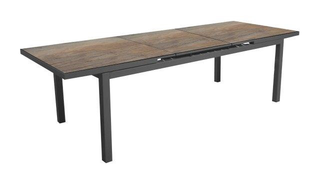 Table de jardin PROLOISIRS Teramo Aluminium HPL Extensible 180240 cm - vue 2