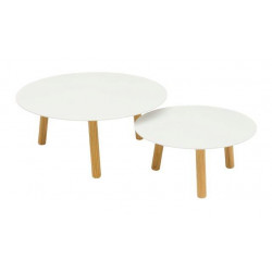 Tables basses lounges Even 2 pièces en aluminium - diamètre 60 cm et 80 cm - teck de marque PROLOISIRS, référence: J8210300