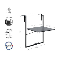 Table de balcon réglable Soléa - 55x45 cm - anthracite - Louis Moulin