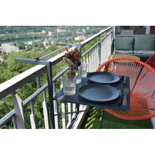 Table de balcon réglable Soléa - 55x45 cm - anthracite - Louis Moulin